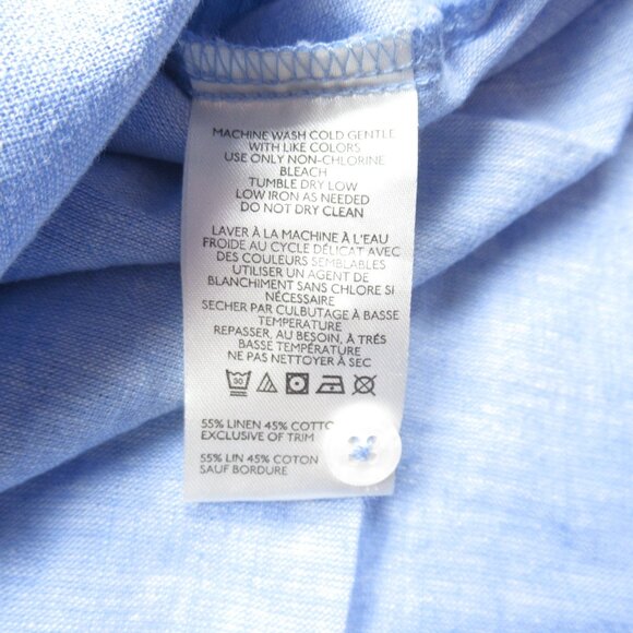 Anthropologie Maeve The Bennet Buttondown Shirt Linen Edition Indigo Blue XLP - Picture 7 of 8